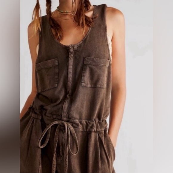 Free People One Billie Jumpsuit Brown Size M - Picture 2 of 8